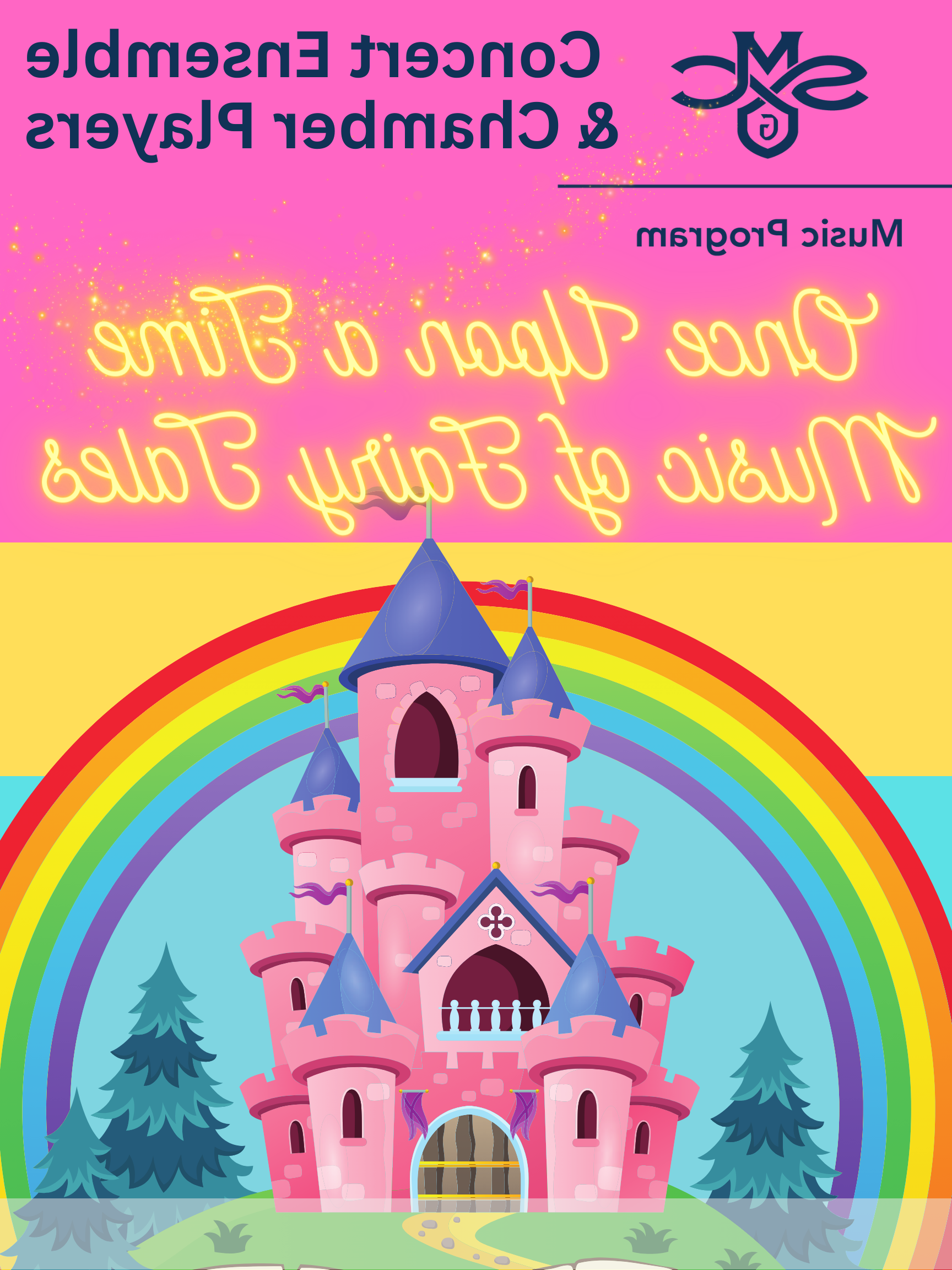 的缩略图 &《童话镇》&quot; Music of Fairy Tales -- a pink poster with a rainbow arching over a cartoon castle